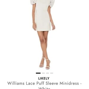 Likely Lace Puff Sleeve Mini‎ Dress - Cream
